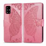 For Galaxy A71 Butterfly Love Flower Embossed Horizontal Flip Leather Case with Bracket / Card Slot / Wallet / Lanyard(Pink)