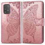 For Galaxy S10 Lite / A91 / M80s Butterfly Love Flowers Embossing Horizontal Flip Leather Case with Holder & Card Slots & Wallet & Lanyard(Rose Gold)