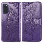 For Galaxy S20 Butterfly Love Flowers Embossing Horizontal Flip Leather Case with Holder & Card Slots & Wallet & Lanyard(Dark Purple)