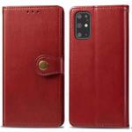 For Galaxy S20+ Retro Solid Color Leather Buckle Mobile Phone Protection Leather Case with Photo Frame & Card Slot & Wallet & Bracket Function(Red)