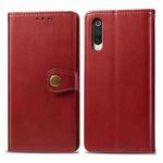 For Xiaomi Mi 9 Pro / 5G Retro Solid Color Leather Buckle Mobile Phone Protection Leather Case with Photo Frame & Card Slot & Wallet & Bracket Function(Red)