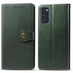 For Galaxy S20 Retro Solid Color Leather Buckle Mobile Phone Protection Leather Case with Photo Frame & Card Slot & Wallet & Bracket Function(Green)