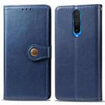 For Xiaomi Redmi K30 Retro Solid Color Leather Buckle Mobile Phone Protection Leather Case with Photo Frame & Card Slot & Wallet & Bracket Function(Blue)