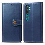 For Xiaomi Mi Note10 Pro Retro Solid Color Leather Buckle Mobile Phone Protection Leather Case with Photo Frame & Card Slot & Wallet & Bracket Function(Blue)