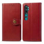 For Xiaomi Mi Note10 Pro Retro Solid Color Leather Buckle Mobile Phone Protection Leather Case with Photo Frame & Card Slot & Wallet & Bracket Function(Red)