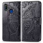 For OPPO Realme 3 Butterfly Love Flower Embossed Horizontal Flip Leather Case with Bracket / Card Slot / Wallet / Lanyard(Black)