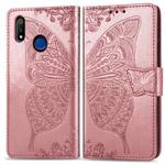 For OPPO Realme 3 Butterfly Love Flower Embossed Horizontal Flip Leather Case with Bracket / Card Slot / Wallet / Lanyard(Rose Gold)