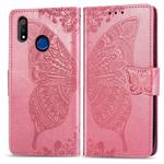 For OPPO Realme 3 Butterfly Love Flower Embossed Horizontal Flip Leather Case with Bracket / Card Slot / Wallet / Lanyard(Pink)