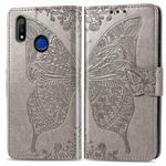 For OPPO Realme 3 Pro Butterfly Love Flower Embossed Horizontal Flip Leather Case with Bracket / Card Slot / Wallet / Lanyard(Gray)