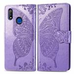 For OPPO Realme 3 Pro Butterfly Love Flower Embossed Horizontal Flip Leather Case with Bracket / Card Slot / Wallet / Lanyard(Light Purple)