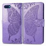 For OPPO K1 Butterfly Love Flower Embossed Horizontal Flip Leather Case with Bracket / Card Slot / Wallet / Lanyard(Light Purple)
