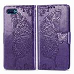 For OPPO K1 Butterfly Love Flower Embossed Horizontal Flip Leather Case with Bracket / Card Slot / Wallet / Lanyard(Dark Purple)