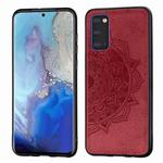 For Galaxy S20 Embossed Mandala Pattern PC + TPU + Fabric Phone Case with Lanyard & Magnetic(Red)