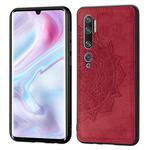 For Xiaomi Mi Note10 Pro / Note10 Embossed Mandala Pattern PC + TPU + Fabric Phone Case with Lanyard & Magnetic(Red)