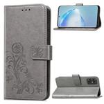 For Galaxy S20+ Lucky Clover Pressed Flowers Pattern Leather Case with Holder & Card Slots & Wallet & Hand Strap(Gray)