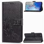 For Galaxy S20 Lucky Clover Pressed Flowers Pattern Leather Case with Holder & Card Slots & Wallet & Hand Strap(Black)
