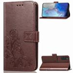 For Galaxy S20 Lucky Clover Pressed Flowers Pattern Leather Case with Holder & Card Slots & Wallet & Hand Strap(Brown)