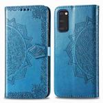 For Galaxy S20 Halfway Mandala Embossing Pattern Horizontal Flip Leather Case with Holder & Card Slots & Wallet & Photo Frame & Lanyard(Blue)