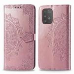 For Galaxy S10 Lite / M80s Halfway Mandala Embossing Pattern Horizontal Flip Leather Case with Holder & Card Slots & Wallet & Photo Frame & Lanyard(Rose Gold)