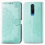 For Xiaomi Redmi K30 Halfway Mandala Embossing Pattern Horizontal Flip Leather Case with Holder & Card Slots & Wallet & Photo Frame & Lanyard(Green)