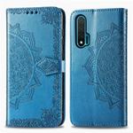 For Huawei Nova 6 Halfway Mandala Embossing Pattern Horizontal Flip Leather Case with Holder & Card Slots & Wallet & Photo Frame & Lanyard(Blue)