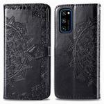 For Huawei Honor V30 Pro / V30 Halfway Mandala Embossing Pattern Horizontal Flip Leather Case with Holder & Card Slots & Wallet & Photo Frame & Lanyard(Black)