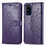 For Huawei Honor V30 Pro / V30 Halfway Mandala Embossing Pattern Horizontal Flip Leather Case with Holder & Card Slots & Wallet & Photo Frame & Lanyard(Purple)