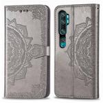 For Xiaomi Mi Note 10 Pro Halfway Mandala Embossing Pattern Horizontal Flip Leather Case with Holder & Card Slots & Wallet & Photo Frame & Lanyard(Gray)