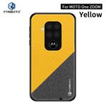 For Motorola One Zoom / One Pro PINWUYO Rong Series  Shockproof PC + TPU+ Chemical Fiber Cloth Protective Cover(Yellow)