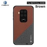 For Motorola One Zoom / One Pro PINWUYO Rong Series  Shockproof PC + TPU+ Chemical Fiber Cloth Protective Cover(Brown)