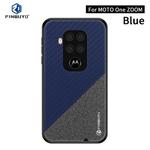 For Motorola One Zoom / One Pro PINWUYO Rong Series  Shockproof PC + TPU+ Chemical Fiber Cloth Protective Cover(Blue)