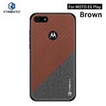 For  Motorola Moto E6 Play PINWUYO Rong Series  Shockproof PC + TPU+ Chemical Fiber Cloth Protective Cover(Brown)