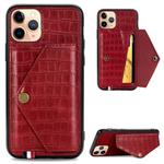 For iPhone 11 Pro Max Crocodile Pattern PU+TPU+PVC Shatter-resistant Mobile Phone Case with Magnetic Invisible Holder & Holder & Card Slots(Red)