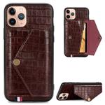 For iPhone 11 Pro Crocodile Pattern PU+TPU+PVC Shatter-resistant Mobile Phone Case with Magnetic Invisible Holder & Holder & Card Slots(Brown)
