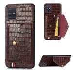 For Galaxy A71 Crocodile Pattern PU+TPU+PVC Shatter-resistant Mobile Phone Case with Magnetic Invisible Holder & Holder & Card Slots(Brown)