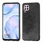 For Huawei Nova 6 SE Mandala Embossed Cloth Cover PC + TPU Mobile Phone Case with Magnetic Function and Hand Strap(Black)