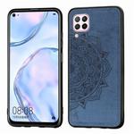 For Huawei Nova 6 SE Mandala Embossed Cloth Cover PC + TPU Mobile Phone Case with Magnetic Function and Hand Strap(Blue)
