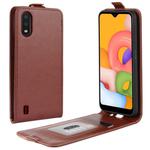 For Galaxy A01 R64 Texture Single Vertical Flip Leather Protective Case with Card Slots & Photo Frame(Brown)