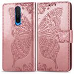 For Xiaomi Redmi K30 Butterfly Love Flower Embossed Horizontal Flip Leather Case with Bracket / Card Slot / Wallet / Lanyard(Rose Gold)