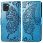 For Galaxy Note 10 Lite / A81 Butterfly Love Flower Embossed Horizontal Flip Leather Case with Bracket / Card Slot / Wallet / Lanyard(Blue)