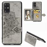 For Galaxy S20+ Mandala Embossed Magnetic Cloth PU + TPU + PC Case with Holder & Card Slots & Wallet & Photo Frame & Strap(Gray)