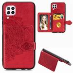 For Huawei Nova 6 SE Mandala Embossed Magnetic Cloth PU + TPU + PC Case with Holder & Card Slots & Wallet & Photo Frame & Strap(Red)