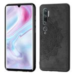 For Xiaomi CC9 Pro/Note 10/Note 10 Pro Mandala Embossed Cloth Cover PC + TPU Mobile Phone Case with Magnetic Function and Hand Strap(Black)