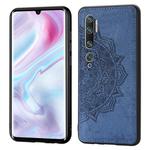 For Xiaomi CC9 Pro/Note 10/Note 10 Pro Mandala Embossed Cloth Cover PC + TPU Mobile Phone Case with Magnetic Function and Hand Strap(Blue)