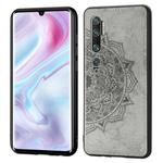 For Xiaomi CC9 Pro/Note 10/Note 10 Pro Mandala Embossed Cloth Cover PC + TPU Mobile Phone Case with Magnetic Function and Hand Strap(Gray)