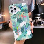 For iPhone 11 Pro Max Colorful Laser Flower Series IMD TPU Mobile Phone Case(Banana Leaf KL1)