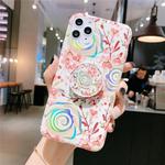 For iPhone 11 Pro Max Colorful Laser Flower Series IMD TPU Mobile Phone Case With Folding Stand(Lyre Coral   KB4)