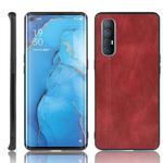 For  Oppo Reno3 Pro Shockproof Sewing Cow Pattern Skin PC + PU + TPU Case(Red)