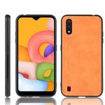 For Galaxy A01 Shockproof Sewing Cow Pattern Skin PC + PU + TPU Case(Orange)