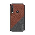 For MOTO G8 Play / One Macro PINWUYO Rong Series  Shockproof PC + TPU+ Chemical Fiber Cloth Protective Cover(Brown)